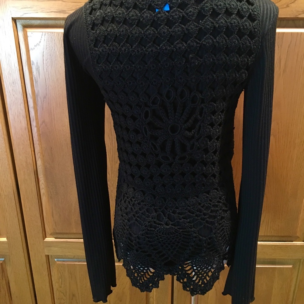 White and Warren Retro Boho Chic Knitted  Vest